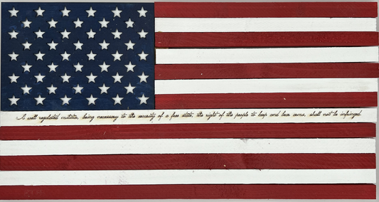 Wooden American Flag inscribed with "Second Amendment"